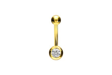 Laden Sie das Bild in den Galerie-Viewer, 18 Karat Gold Mini Basic Kristall Bauchnabelpiercing Barbell piercinginspiration®