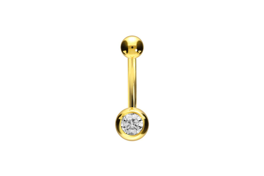 18 Karat Gold Mini Basic Kristall Bauchnabelpiercing Barbell piercinginspiration®