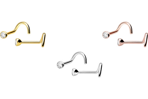 Kristall Nasenstecker 18 Karat Gold piercinginspiration®