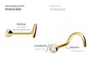 Kristall Nasenstecker 18 Karat Gold piercinginspiration®