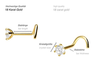 Großer Kristall Nasenstecker 18 Karat Gold piercinginspiration®