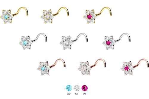 Kristall Blume Nasenstecker 18 Karat Gold piercinginspiration®