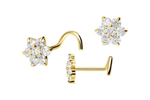 Kristall Blume Nasenstecker 18 Karat Gold piercinginspiration®