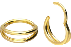 18 Karat Gold Clicker Ring Doppel Ring piercinginspiration®