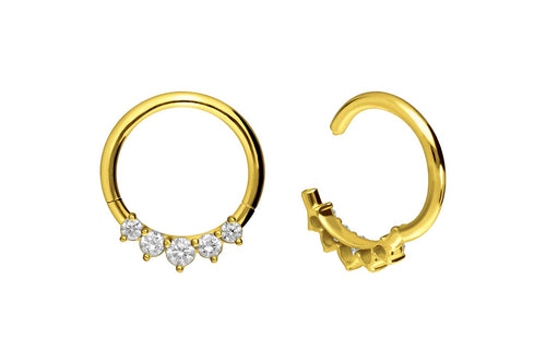 18 Karat Gold Clicker Ring 5 Kristalle piercinginspiration®