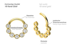 18 Karat Gold Segmentring Clicker 7 Kristalle