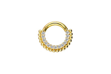 Laden Sie das Bild in den Galerie-Viewer, 18 Karat Gold Clicker Ring Multiple Kristalle Kugeln piercinginspiration®