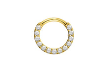 Laden Sie das Bild in den Galerie-Viewer, 18 Karat Gold Clicker Ring eingefasste Kristalle piercinginspiration®