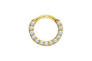 18 Karat Gold Clicker Ring eingefasste Kristalle piercinginspiration®