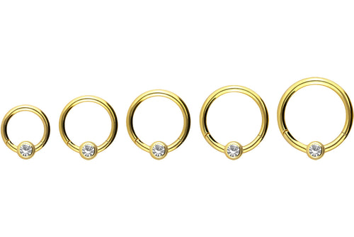 18 Karat Gold Kugel Kristall Clicker Ring piercinginspiration®