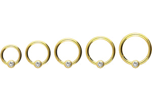 18 Karat Gold Kugel Kristall Clicker Ring piercinginspiration®