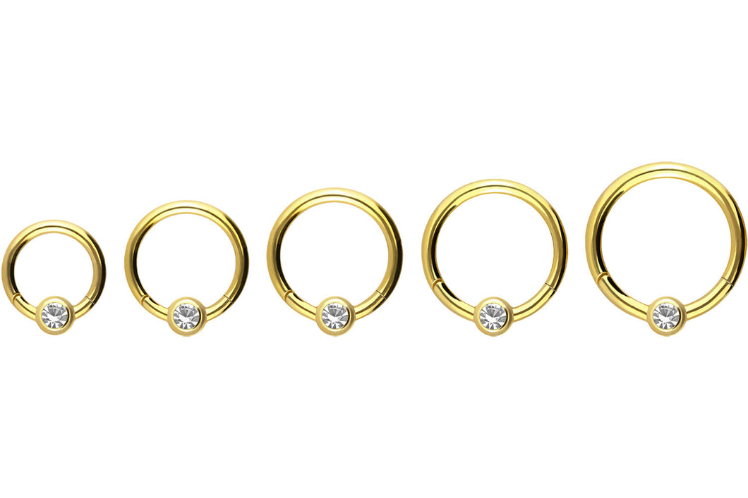 18 Karat Gold Kugel Kristall Clicker Ring piercinginspiration®