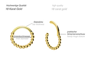 18 Karat Gold Clicker Ring Multiple Kugeln piercinginspiration®