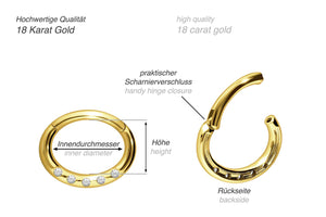 18 Karat Gold Clicker Ring Oval 5 Kristalle piercinginspiration®