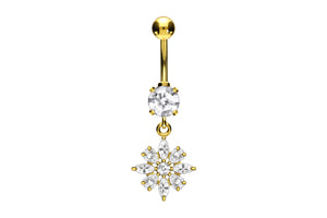 Kristall Eis Blume Bauchnabelpiercing Barbell piercinginspiration®
