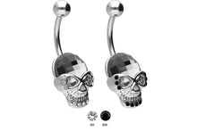 Laden Sie das Bild in den Galerie-Viewer, Bauchnabelpiercing Totenkopf Kristall Barbell piercinginspiration®