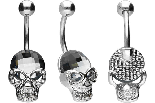 Bauchnabelpiercing Totenkopf Kristall Barbell piercinginspiration®