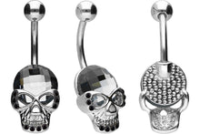 Load the image into the gallery viewer, Belly Button Piercing Skull Crystal Barbell piercinginspiration®