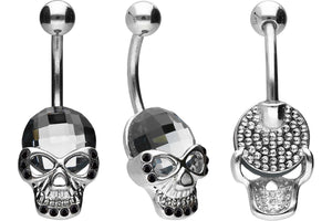 Belly button piercing skull crystal barbell piercinginspiration®