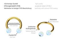 Chargez l'image dans la visionneuse de galerie, Opal Horseshoe Ring Barbell Surgical Steel piercinginspiration®