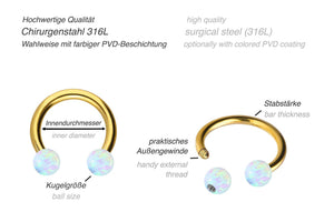 Titanium Opal Horseshoe Ring Barbell piercinginspiration®