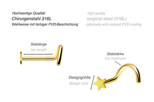 Stern Nasenstecker Flach Spirale Chirurgenstahl piercinginspiration®