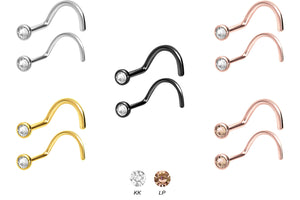 Kristall Nasenstecker Flache Disc Chirurgenstahl Nasenpiercing Spirale piercinginspiration®