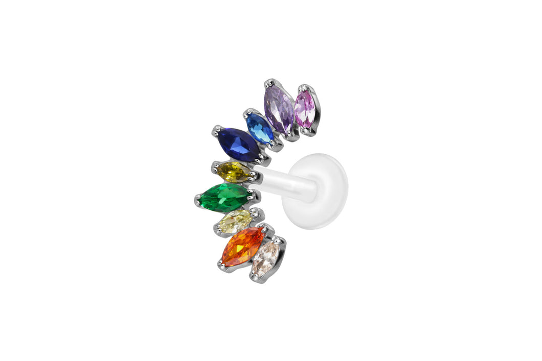 PTFE Titan Innengewinde Labret Regenbogen Kristalle Ohrpiercing piercinginspiration®