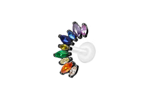 PTFE Titan Innengewinde Labret Regenbogen Kristalle Ohrpiercing piercinginspiration®