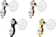 PTFE Titan Innengewinde Labret Kristallzapfen Ohrpiercing piercinginspiration®