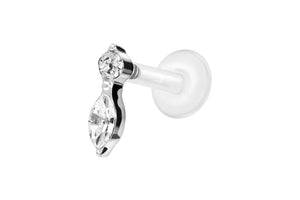 PTFE Titan Innengewinde Labret Kristallzapfen Ohrpiercing piercinginspiration®