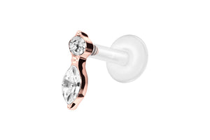 PTFE Titan Innengewinde Labret Kristallzapfen Ohrpiercing piercinginspiration®