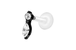 PTFE Titan Innengewinde Labret Kristallzapfen Ohrpiercing piercinginspiration®