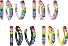 Laden Sie das Bild in den Galerie-Viewer, Titan Kristall Regenbogen Bauchnabelpiercing Clicker piercinginspiration®