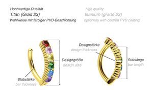 Titan Kristall Regenbogen Bauchnabelpiercing Clicker piercinginspiration®