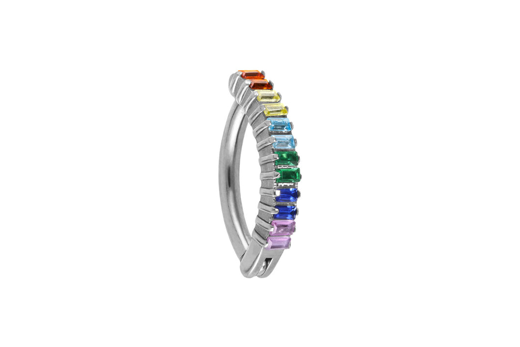 Titan Kristallbalken Regenbogen Bauchnabelpiercing Clicker piercinginspiration®