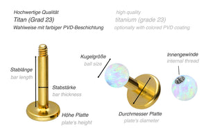 Titan Opal Labret Ohrpiercing piercinginspiration®