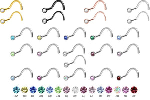 Titan Spirale Kristall Nasenstecker Flache Disc piercinginspiration®