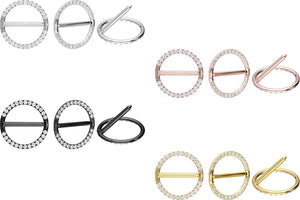 Titanium Nipple Ring Clicker Encased Crystals piercinginspiration®