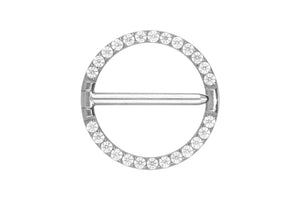 Titan Nippel Ring Clicker Eingefasste Kristalle piercinginspiration®