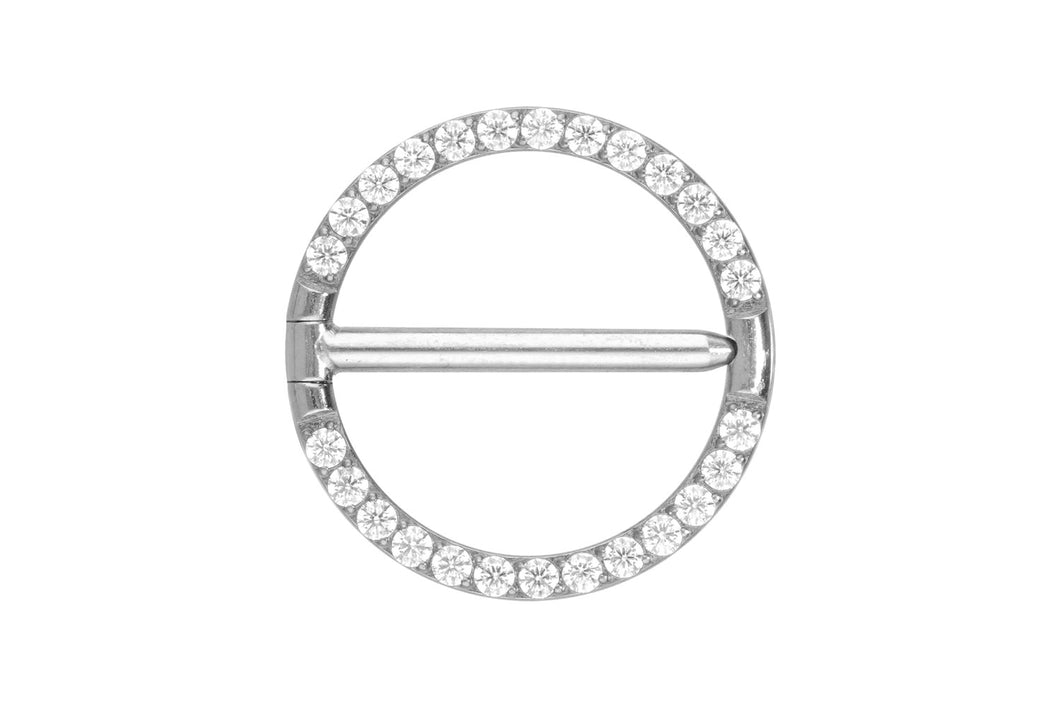 Titan Nippel Ring Clicker Eingefasste Kristalle piercinginspiration®