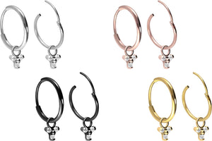 Pendientes de aro clicker de titanio flor de cristal