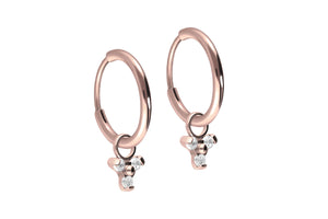 Pendientes de aro clicker de titanio flor de cristal