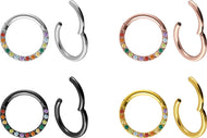Titan Clicker Ring Eingefasste Regenbogen Kristalle piercinginspiration®