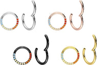 Titan Clicker Ring Eingefasste Regenbogen Kristalle piercinginspiration®
