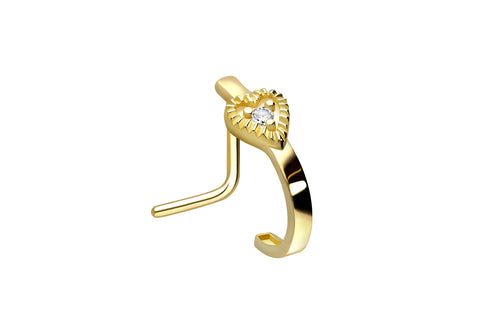 18 Karat Gold Kristall Herz Nasenstecker piercinginspiration®