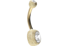 Upload the picture to the gallery viewer, 18k gold 2 crystals diamond look navel piercing barbell piercinginspiration®