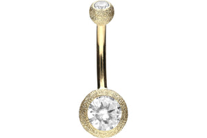 18 carat gold 2 crystals diamond look navel piercing barbell piercinginspiration®