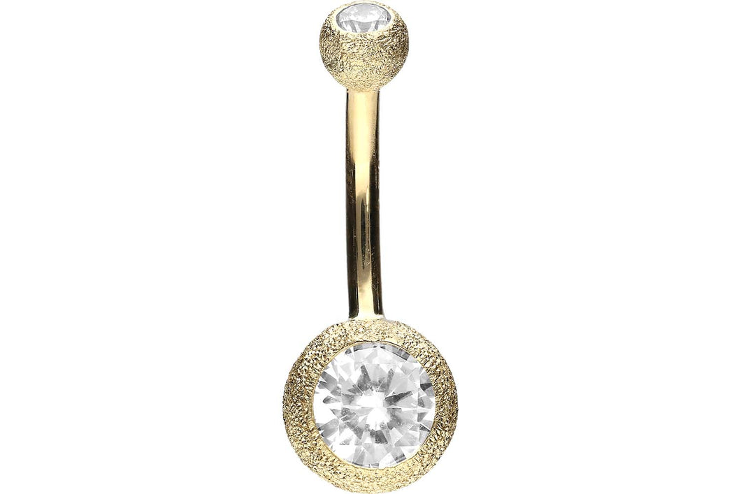 18 Karat Gold 2 Kristalle Diamantoptik Bauchnabelpiercing Barbell piercinginspiration®