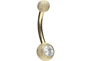 Piercing en el ombligo con aspecto de diamante de cristal de oro de 18 quilates piercinginspiration®